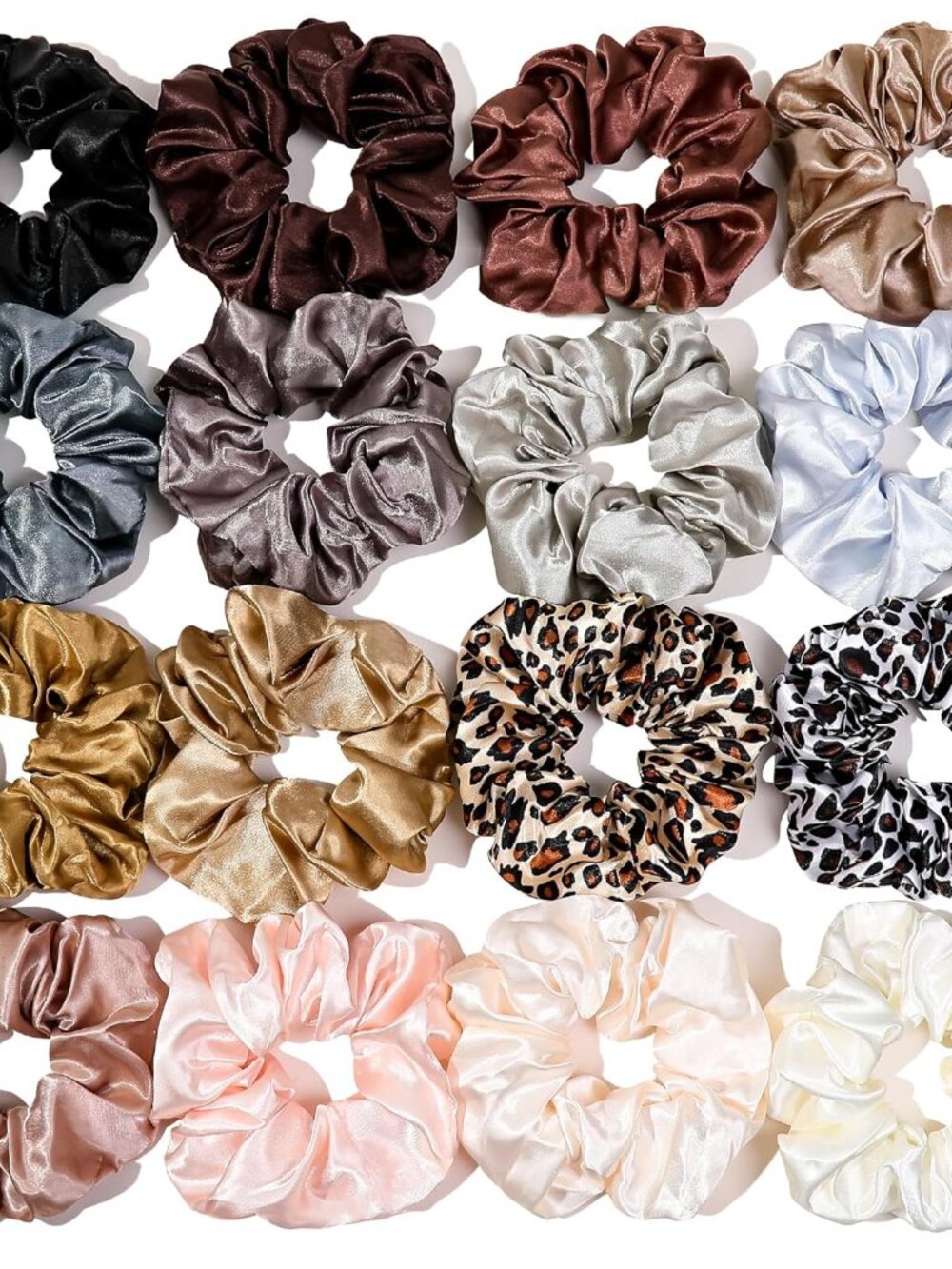 16 Scrunchies for Women - Satin Hair Ties and Bands, Big Ponytail Holders for Th